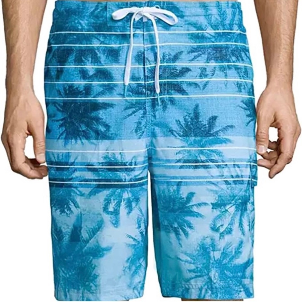NWOT SPEEDO Men’s Palm Stripe Ocean Breeze Board Shorts